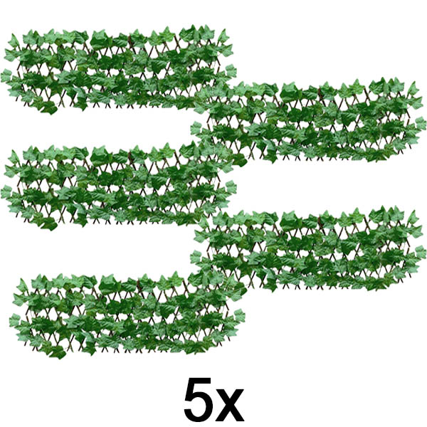 5x Proširiva panelna ograda sa bršljanom – 30×180 cm, UV otporna, bez alata | GREENFENCE